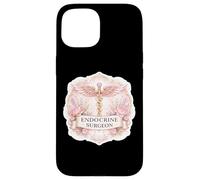 Custodia per iPhone 15 Donna Chirurgo Endocrino Caduceo Distintivo Endocrinologia Floreale