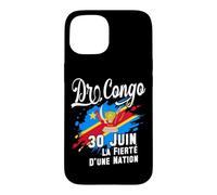 Custodia per iPhone 15 DR Congo Giorno dell'Indipendenza 30 giugno Bandiera e Emblema Congolese