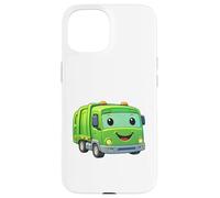 Custodia per iPhone 15 Dumpy The Garbage Truck Sorridente Personaggio Design per Bambini