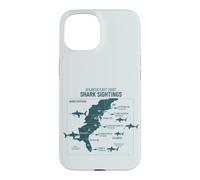 Custodia per iPhone 15 East Coast Shark Sightings Cool Map