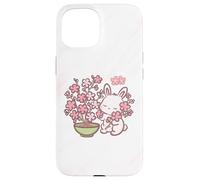 Custodia per iPhone 15 Easter Bunny Pink Sakura Flower Cute Japanese Cherry Blossom