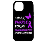 Custodia per iPhone 15 Epilepsy Awareness I Wear Purple For My Granddaughter Ribbon