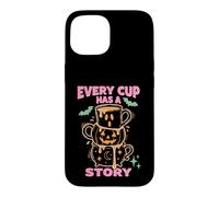 Custodia per iPhone 15 Every Cup Has A Story Halloween Coffee Lover Mug Stack