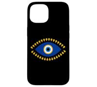 Custodia per iPhone 15 Evil Eye in blu dorato Nazar Protezione come Radiant Boho