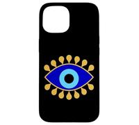 Custodia per iPhone 15 Evil Eye in Blue Golden Nazar Protezione come Boho Spiritual