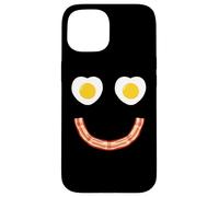Custodia per iPhone 15 Face Eggs And Bacon Ham Breakfast Smile