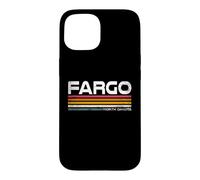 Custodia per iPhone 15 Fargo North Dakota, design retrò a righe, stile vintage, con città