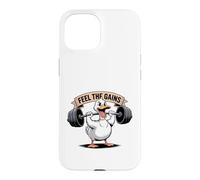 Custodia per iPhone 15 Feel The Gains Duck - Allenamento per sollevamento pesi