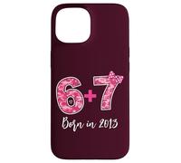 Custodia per iPhone 15 Fiocco rosa numero 6 Plus 7 compleanno nato 2013