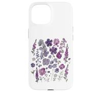 Custodia per iPhone 15 Floreale Acquerello Viola Fiori di campo Estetica Botanica
