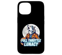 Custodia per iPhone 15 Full Throttle Lunacy Howling Biker Wolf Graphic