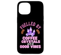 Custodia per iPhone 15 Funny Coffee Crystals and Good Vibes Witch Citazione Halloween