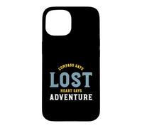 Custodia per iPhone 15 Funny Hiking Compass dice che il cuore perduto dice avventura