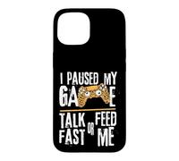 Custodia per iPhone 15 Funny I Paused My Game Talk Fast or Feed Me Gamer Gaming