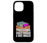 Custodia per iPhone 15 Funny Vinyl Record Collector Crate Digger Dust Inhaler