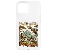 Custodia per iPhone 15 Futuristic Dinosaur Battle Sci Fi Action Art Warrior
