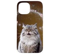 Custodia per iPhone 15 Gatto con pensieri cosmici Divertente Surreale Strano