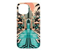Custodia per iPhone 15 Geometria Art Deco a bordo piscina