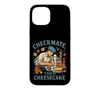Custodia per iPhone 15 Giocatore di scacchi del Ringraziamento - Scacco matto, poi Cheesecake