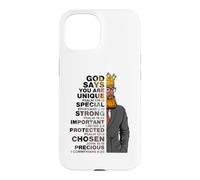 Custodia per iPhone 15 God Says You Are Unique Black Men King Dad Nonno Padre