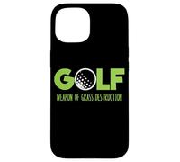 Custodia per iPhone 15 Golf divertente erba distruzione con pallina da golf grafica