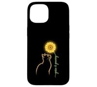 Custodia per iPhone 15 Grace & Growing Cat and Sunflower Line Art Minimalist Floral