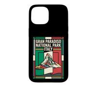 Custodia per iPhone 15 Gran Paradiso Parco Nazionale Italia Bandiera Vintage Viaggio