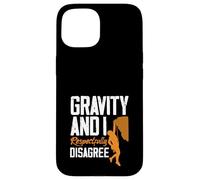 Custodia per iPhone 15 Gravity And I Rispettosamente non sono d'accordo Arrampicata Divertente