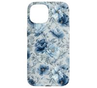 Custodia per iPhone 15 Gray And Blue Flower Lover Cute Girly Navy Floral Nature