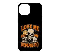 Custodia per iPhone 15 Halloween Teschi Love Me My Demons Do Gothic Valentines