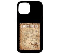 Custodia per iPhone 15 Happiness Found Here Vintage Pirate Map Crab