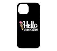 Custodia per iPhone 15 Hello Kindergarten Teacher Leopard Pencil torna a scuola