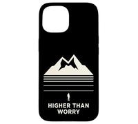 Custodia per iPhone 15 Higher Than Worry montagna silhouette escursionista