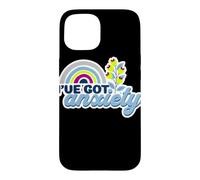 Custodia per iPhone 15 Ho l'ansia Citazione divertente e ansiosa arcobaleno floreale