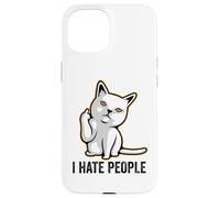 Custodia per iPhone 15 I Hate People Sign,Funny Cat Giving the Finger Flipping Off