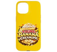 Custodia per iPhone 15 I Love Banana Cream Pie Retro Diner Dessert Topping Cherry