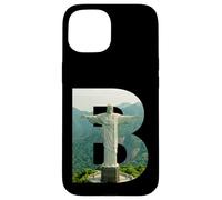 Custodia per iPhone 15 Iconico Brasile Paesaggio Cristo Redentore Lettera B