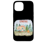 Custodia per iPhone 15 Il campeggio è la mia terapia Camper nella foresta o nei boschi