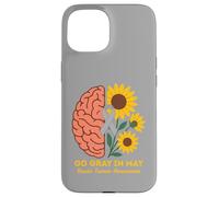 Custodia per iPhone 15 Il mese della consapevolezza del tumore cerebrale diventa grigio a maggio Girasoli