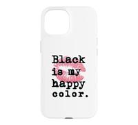 Custodia per iPhone 15 Il nero è il mio colore felice con baci sulle labbra rosa