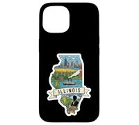 Custodia per iPhone 15 Illinois Vintage Skyline di Chicago e Orgoglio dell'Illinois