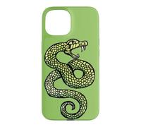 Custodia per iPhone 15 Illustrazione del serpente che colpisce il tatuaggio del serpente che sibila verde