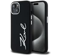 Custodia per iPhone 15 in silicone e metallo nero Karl Lagerfeld