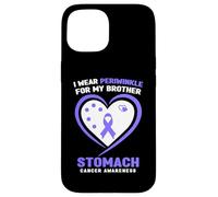 Custodia per iPhone 15 Indosso pervinca per la consapevolezza del cancro allo stomaco di mio fratello
