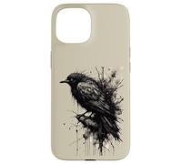 Custodia per iPhone 15 Inkstorm Crow Silenzio davanti alla caw