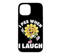 Custodia per iPhone 15 Io pipì quando rido fiore giallo pipì scherzo umorismo