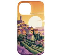 Custodia per iPhone 15 Italiano Estate Tramonto Toscana Villaggio Lofi Paesaggio