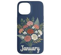 Custodia per iPhone 15 January Birth Flower Carnation Snowdrop Cute Floral Birthday