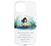 Custodia per iPhone 15 Japanese Christian Anime - Psalms 119:11 Thy Word Have I Hid