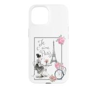 Custodia per iPhone 15 Je T'aime Paris Romantic Café con bicicletta Torre Eiffel
